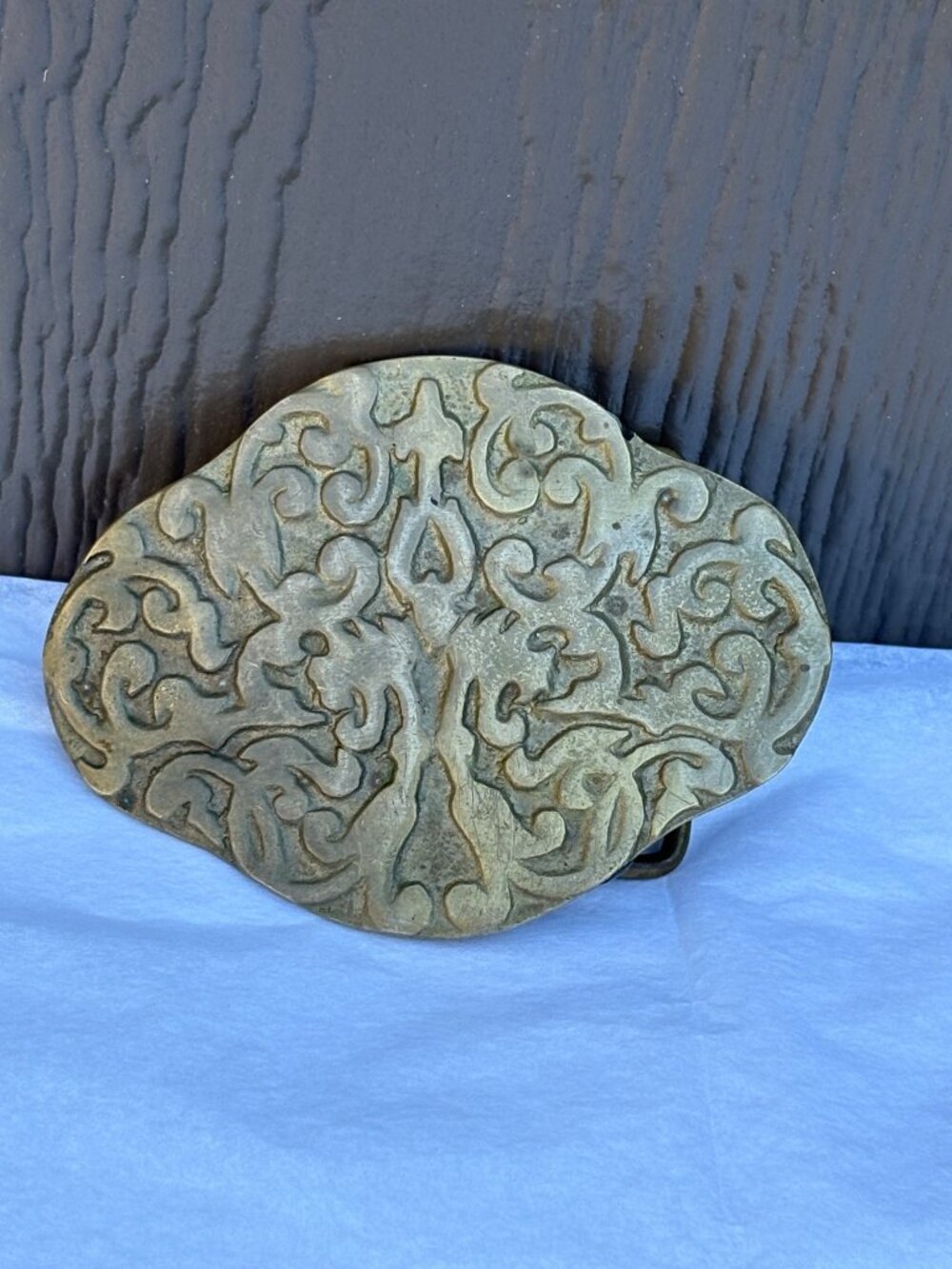 Vintage Brass Belt Buckle With Ornate Engraved Design For Men & Women Unisex